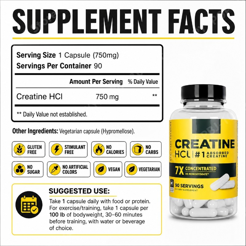 クレアチンHCl 750mg 90カプセル フィットネス筋肉 - Nutrition Of Fitness のレビューと価格
