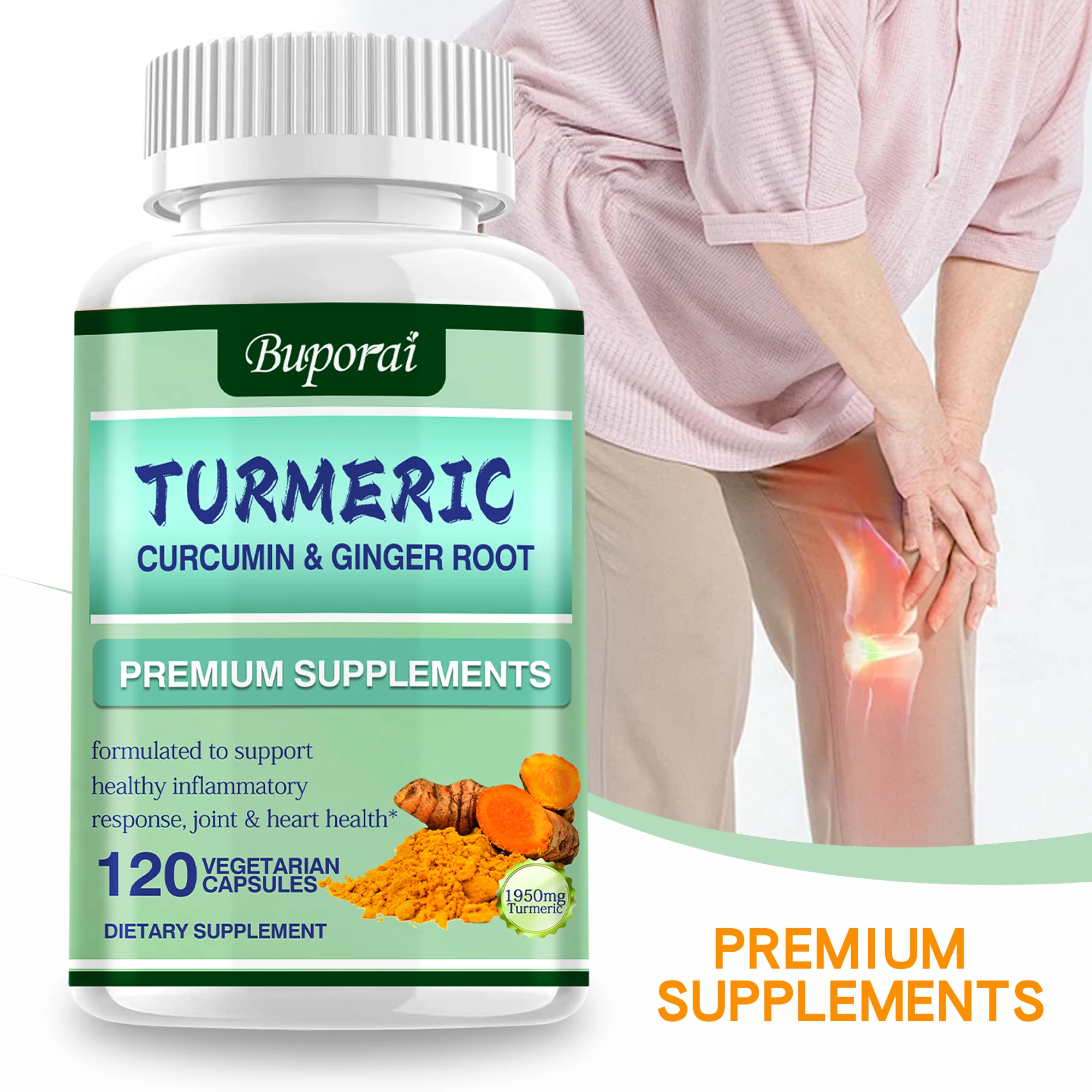 ターメリック クルクミン + ジンジャー ルート - 腸の健 - Turmeric Curcumin Capsule のレビューと価格
